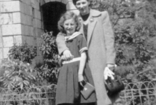 523: Mary (Ryan) Carroll and young Mary Carroll, by the Colonial Building in St. John's.  (circa 1937) [courtesy of Della (Norman) O'Leary]  - Mary daughter of David Ryan and Isabella Webber, married John Carroll; Mary  daughter of John Carroll and Agnes Rose